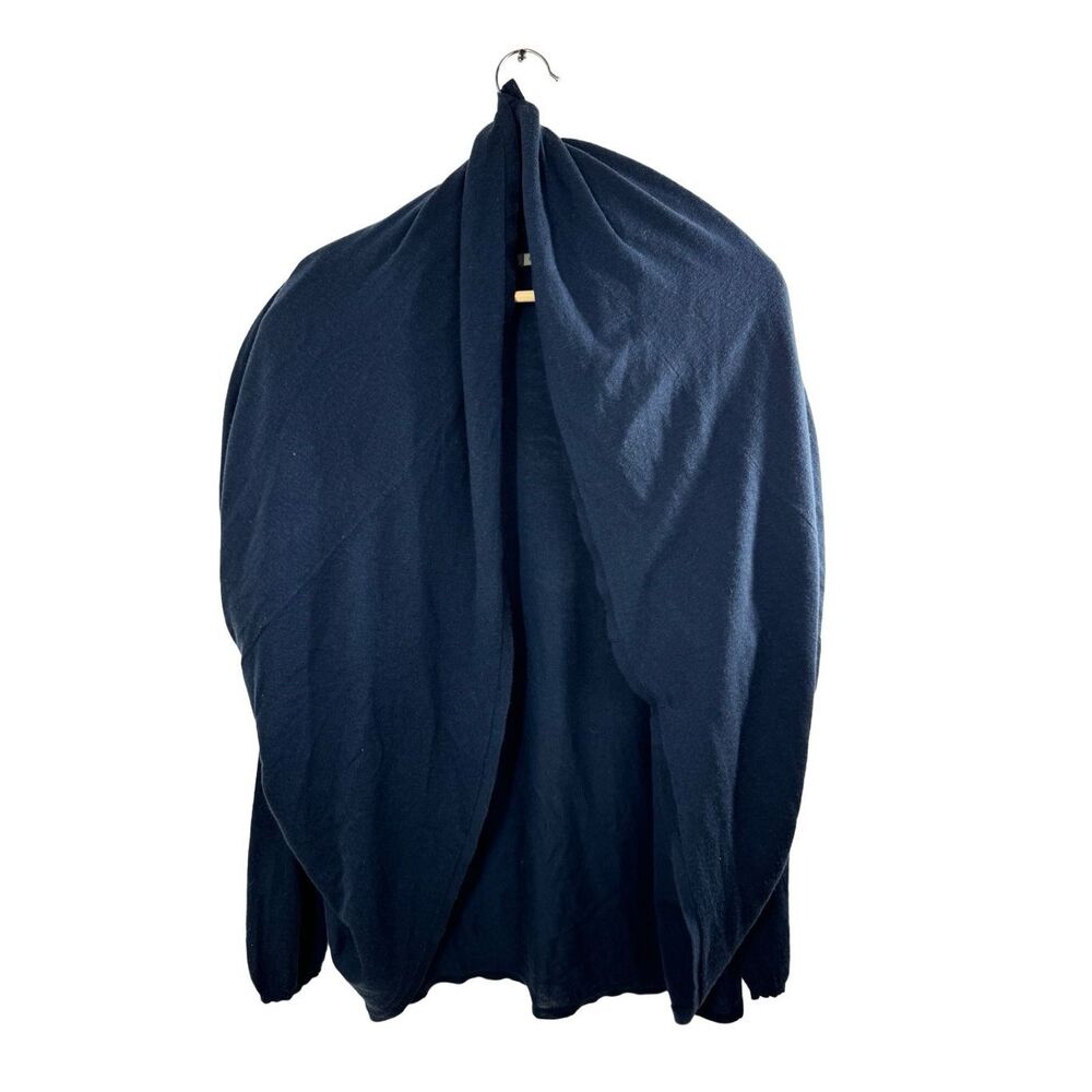 Alice + Olivia Blue Long Sleeve Wrap Cardigan Sweater Size M Asymmetrical Wool - Picture 11 of 14